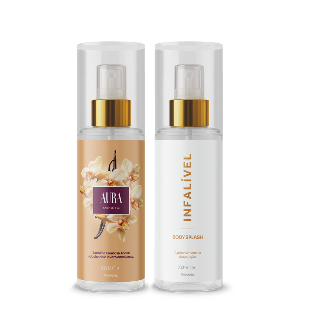 KIT COM 2 BODY SPLASH FEMININO AURA + INFALIVEL 200ML - PRIMACIAL PERFUME FLORAL