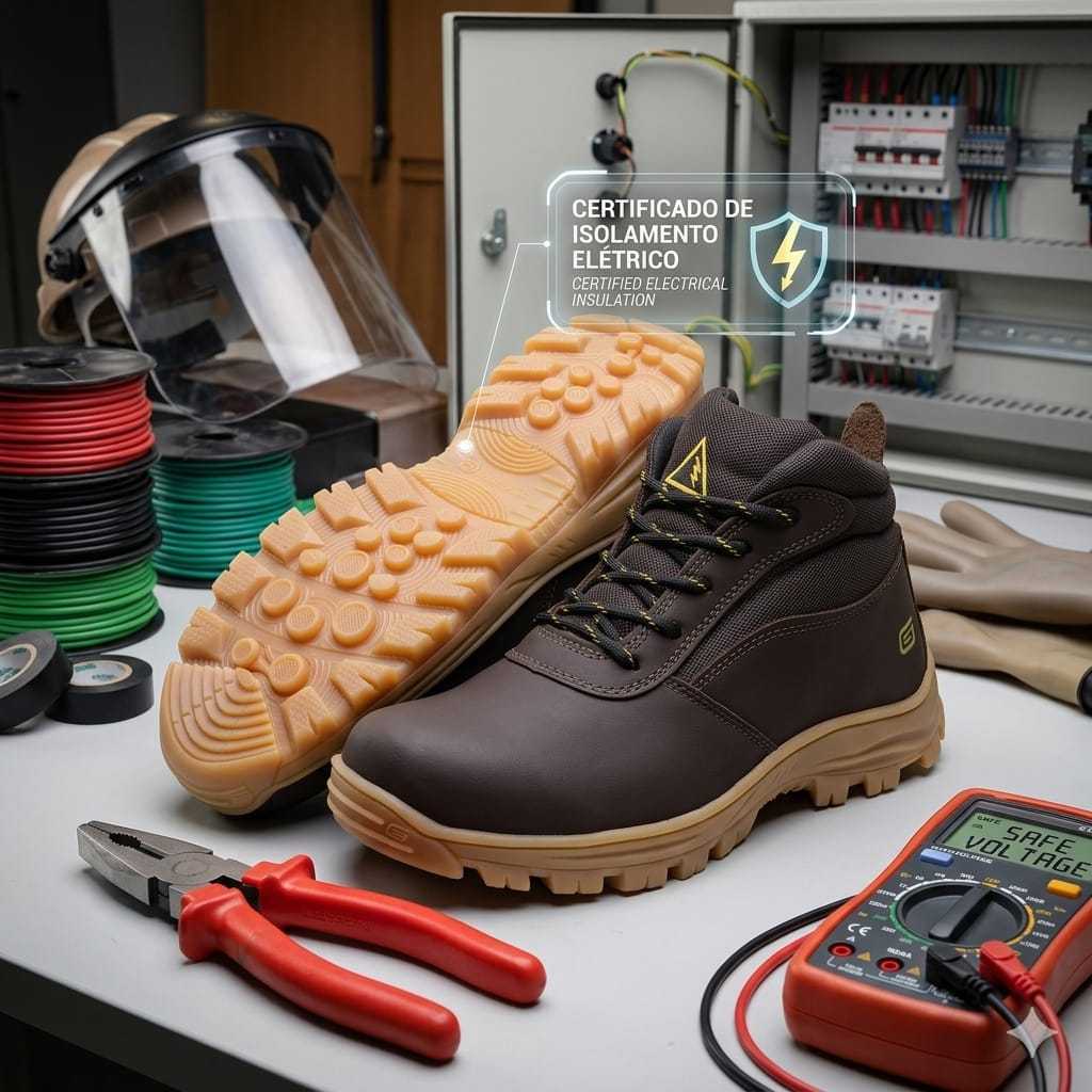 Bota de Couro Masculina Sapato Segurança Para Eletricista KW2026 Gogowear C.a Bico Pvc Unissex