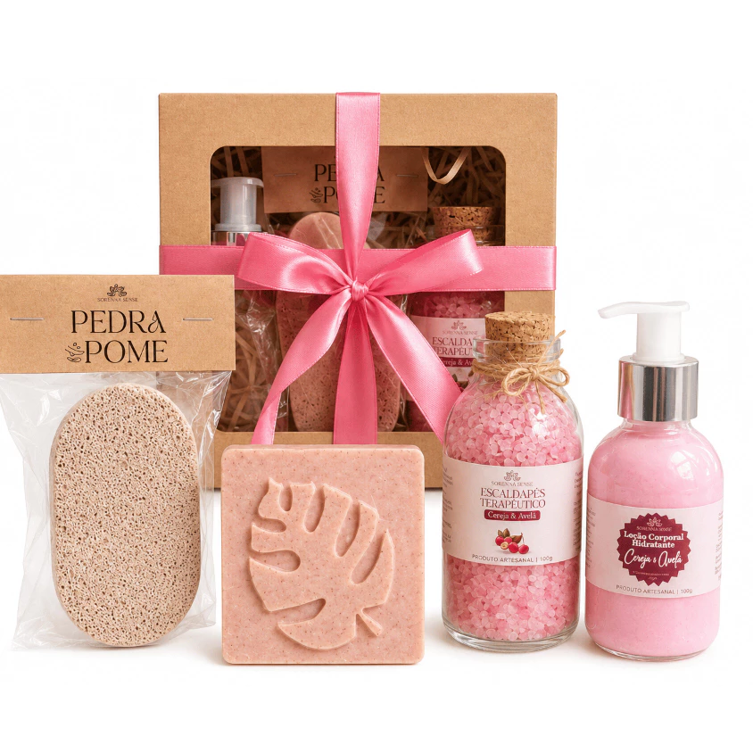 Kit SPA dos pés mini + Escalda pés + Sabonete + Creme Hidratante + Pedra POME