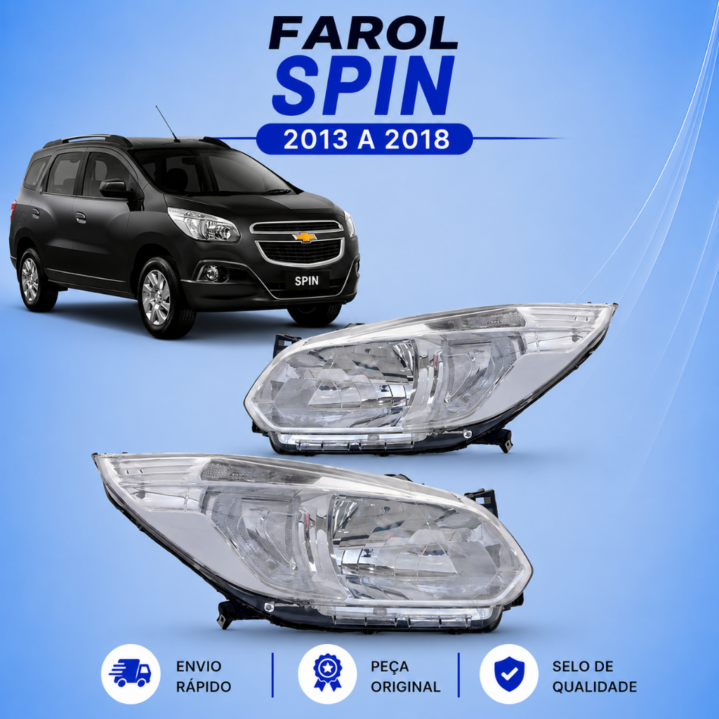 Farol Spin 2013 2014 2015 2016 2017 2018 Cromado Manual
