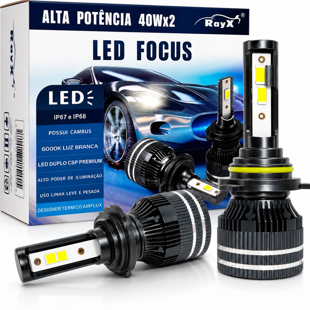 Kit Ultra Led 80W H4 Focus RayX 12000 Lumens 6000K