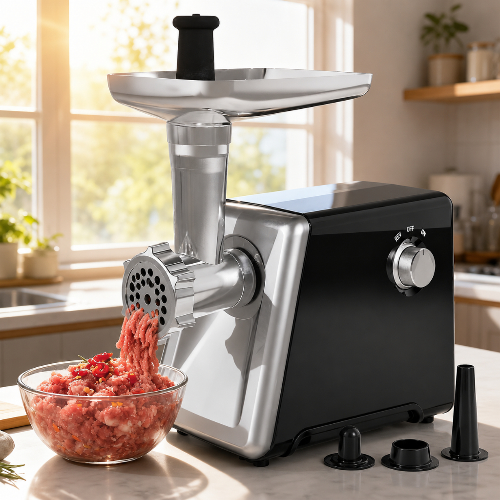 Moedor de Carne Elétrico 2000W Aço Inox Picador Processador Linguiça e Kibe 110V / 220V