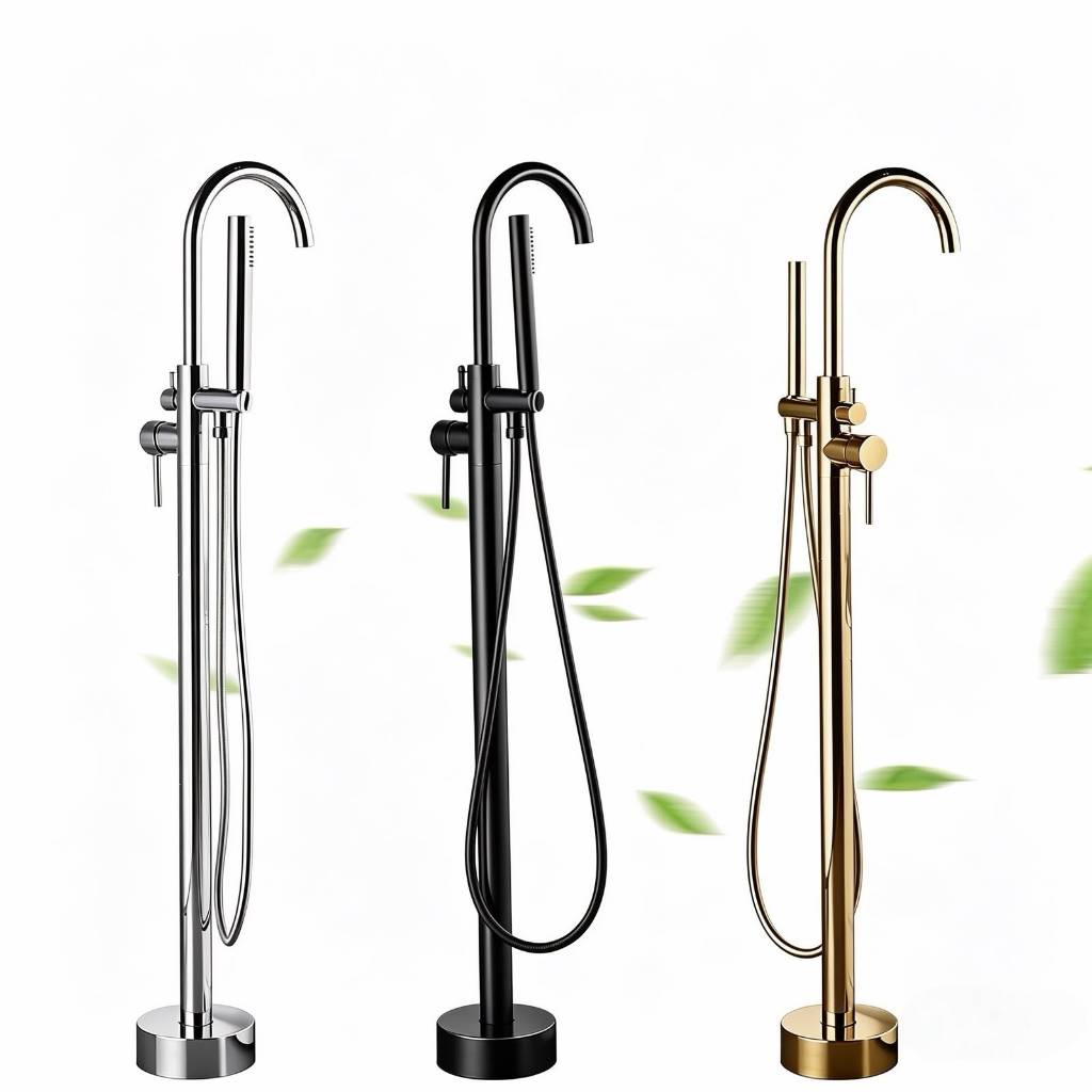 Misturador Banheira Monocomando De Piso Com Ducha Manual Quente e Frio–Torneira de Luxo pra Banheira