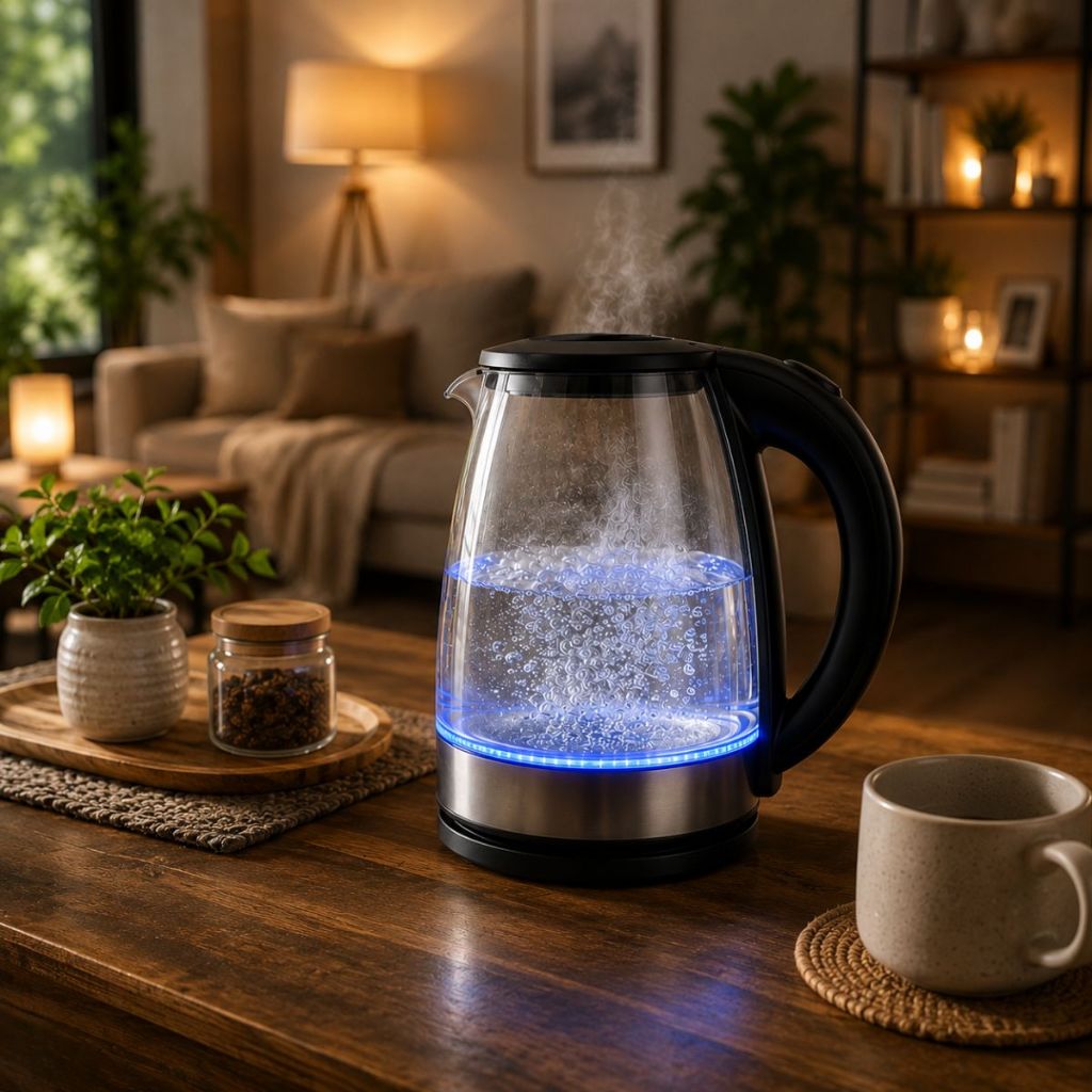 Chaleira Elétrica Vidro 2L 1200W Com LED Desligamento Automático 110V 220V Vidro Resistente Desing Moderno