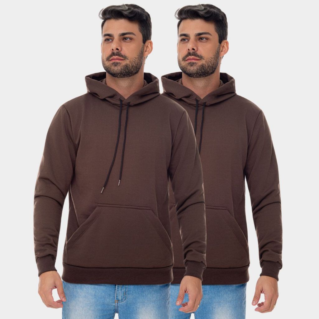 Combo 2 Moletom Moleton Canguru Liso Algodão Unissex Inverno Frio Térmico Casaco Casual Confortável