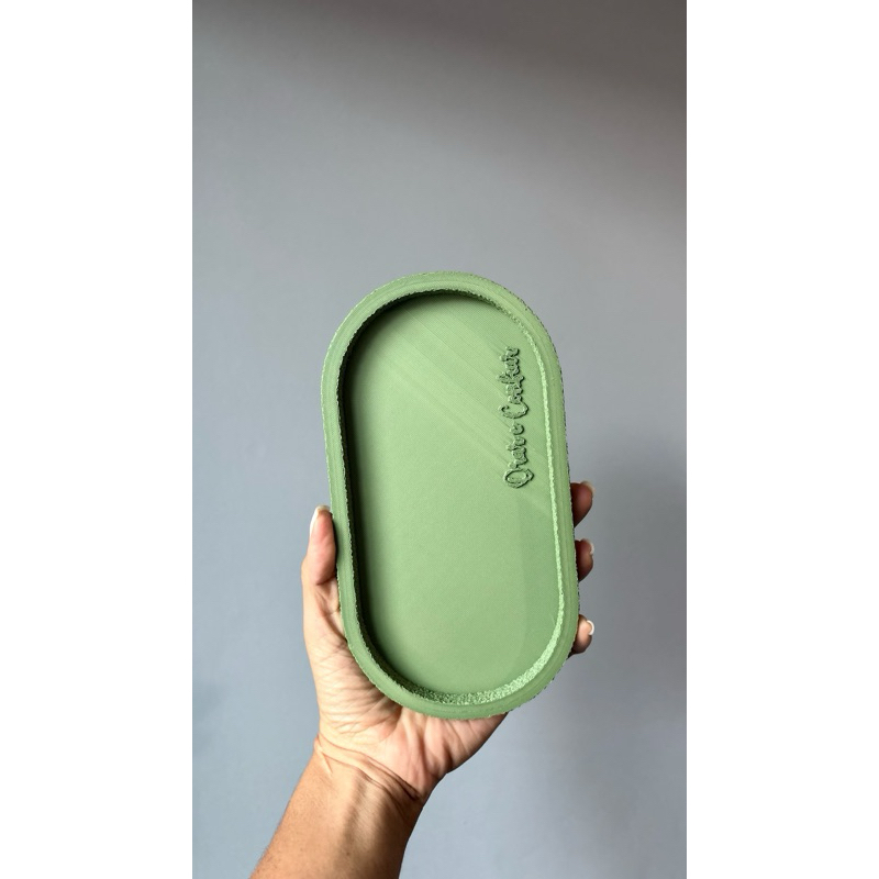 Bandeja Decorativa Oval de PLA 3D organização porta objetos de lavabo banheiro sabonete difusor velas chaves mesa joias.