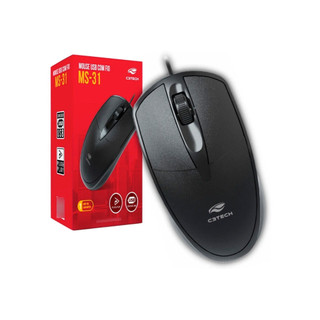 Mouse Usb Com Fio C3tech Ms-31bk 3 Botões Preto Pc Notebook