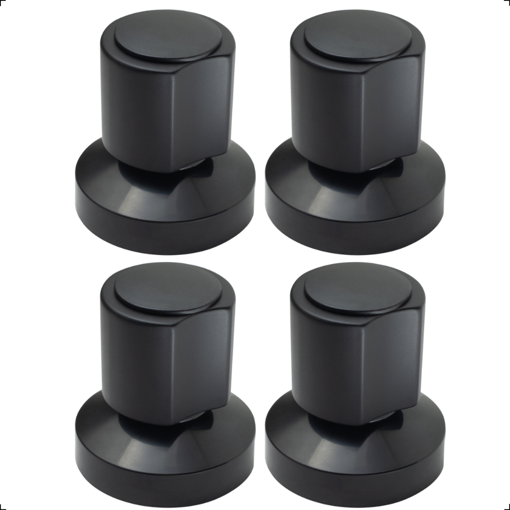 Kit 4 Acabamento Registro Base Docol Padrão 20 Estrias Gaveta Pressão Chuveiro 1/2 3/4 Preto Fosco