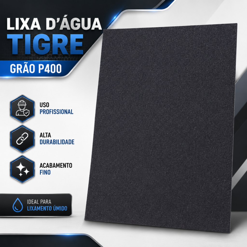 Lixa D'Água Tigre 600 Grão P400 Ideal para Acabamentos de Alta Qualidade