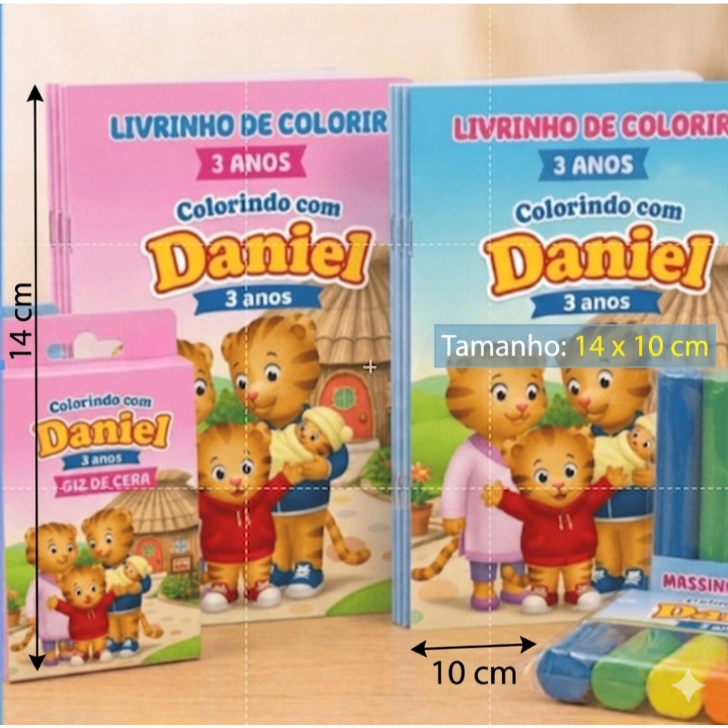 Kit M Livrinho de Colorir Personalizado Daniel Tigre | Lembrancinha Infantil