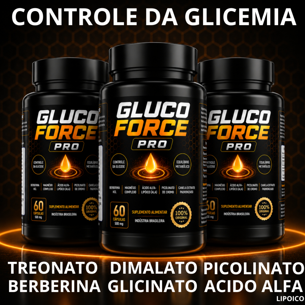 Gluco Force 60 Cápsulas Berberina Ácido Alfa Lipóico Magnésio Cromo E Canela Premium