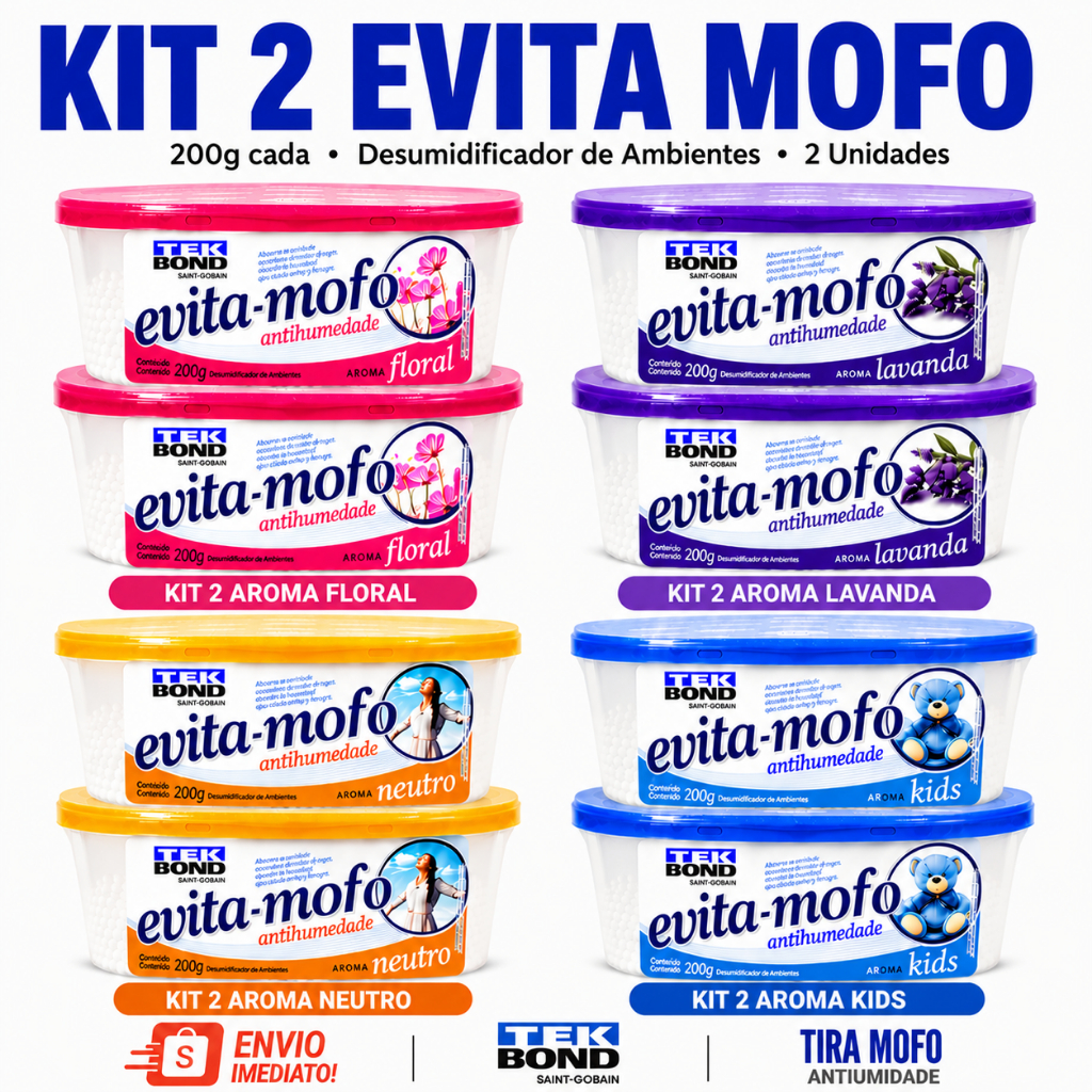 Kit 2 Desumidificador Antimofo Tekbond 200g Aromatizado Absorve Umidade e Tira Mofo - Evita Mofo