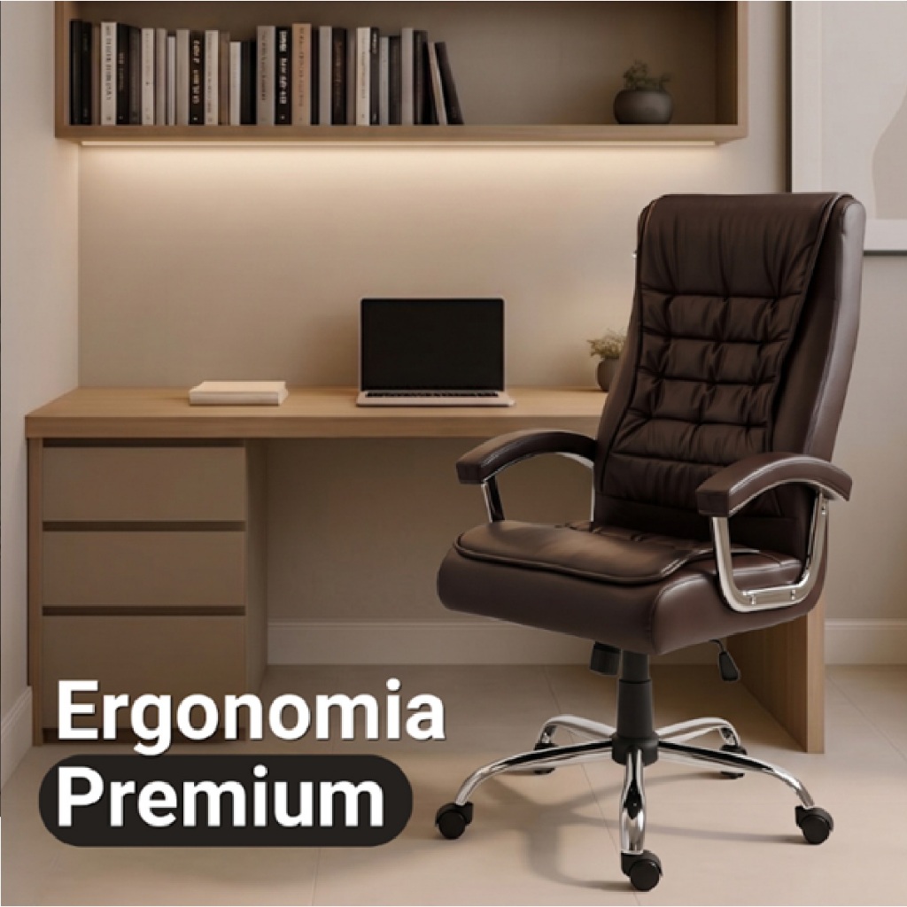 Cadeira Presidente Stoel Embaixador Escritório Ergonômica Pillow Top Molas Ensacadas Reclinável Giratória Alta Preta