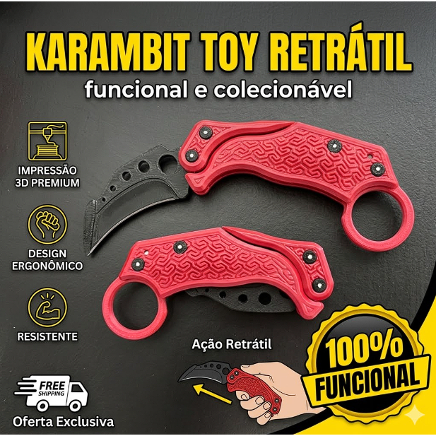 Karambit Toy Retrátil - Brinquedo Colecionável Anti-Stress 3D Premium