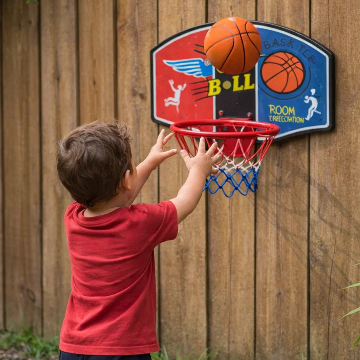 KIT Bola de Basquete com Cesta Aro Bomba de Ar e Tabela Basqueteira Rede Brinquedo e Jogo Infantil