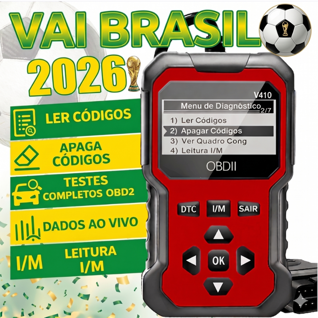 Scanner Carro OBD2 Automotivo V410 Diagnóstico Rápido Leitor Código de Falha em Portugues