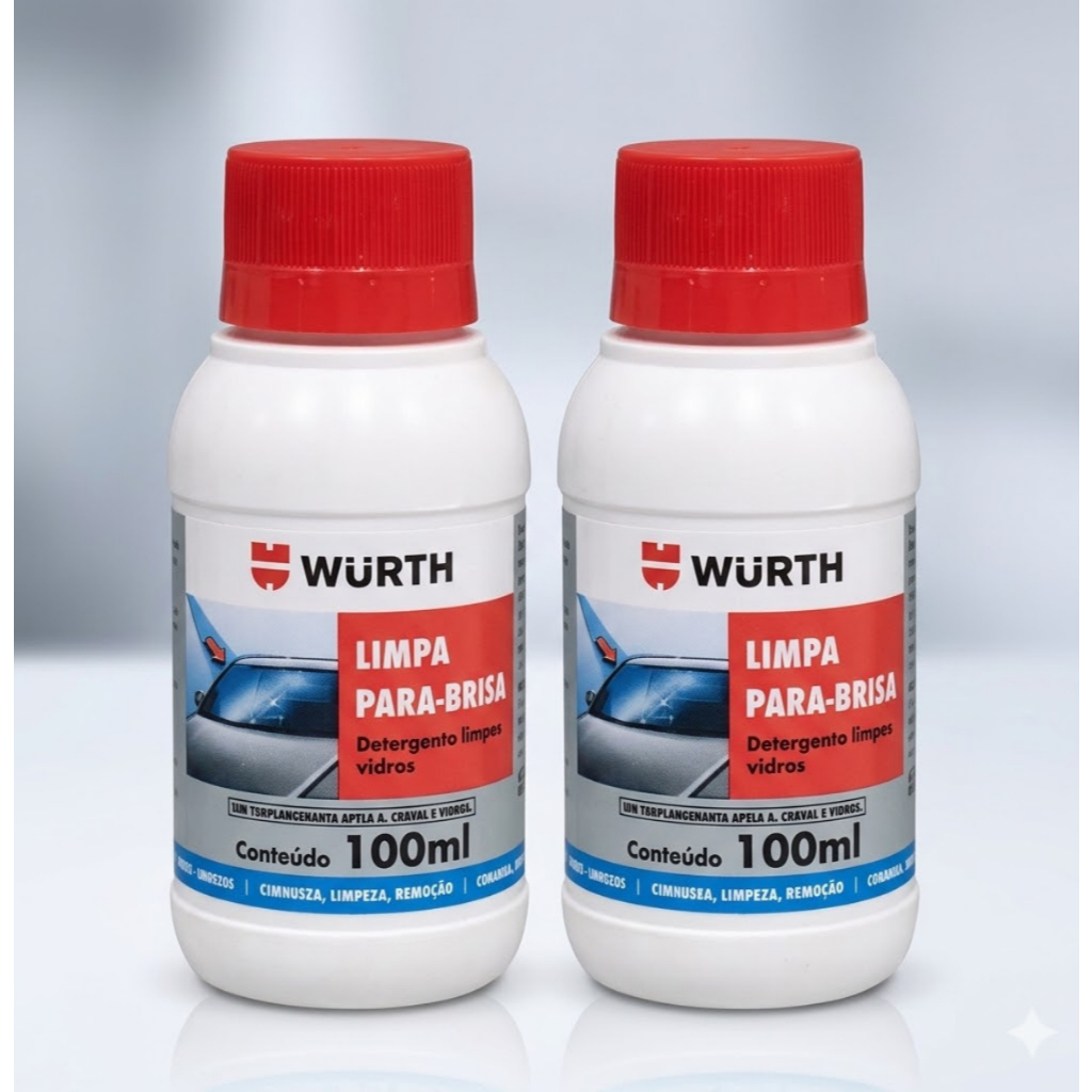 Kit 2 Limpa Parabrisa Wurth 100ml Fluido Detergente Liquido Limpeza de Vidro Carro Automotivo