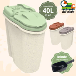 Pote Porta Ração e Grãos Dispenser 40 Litros 18 Kg Vedação Completa + Pá Dosadora Envio Imediato