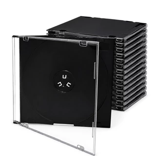 Kit 5 Estojos Acrílicos Capa para CD/DVD Transparente Cristal ou Preto Box Slim 5mm