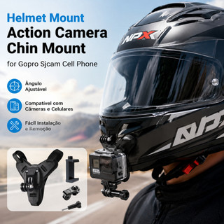 BESTAR LOJA  Suporte Para Capacete Câmera De Ação E Queixo Celular Gopro Sjcam