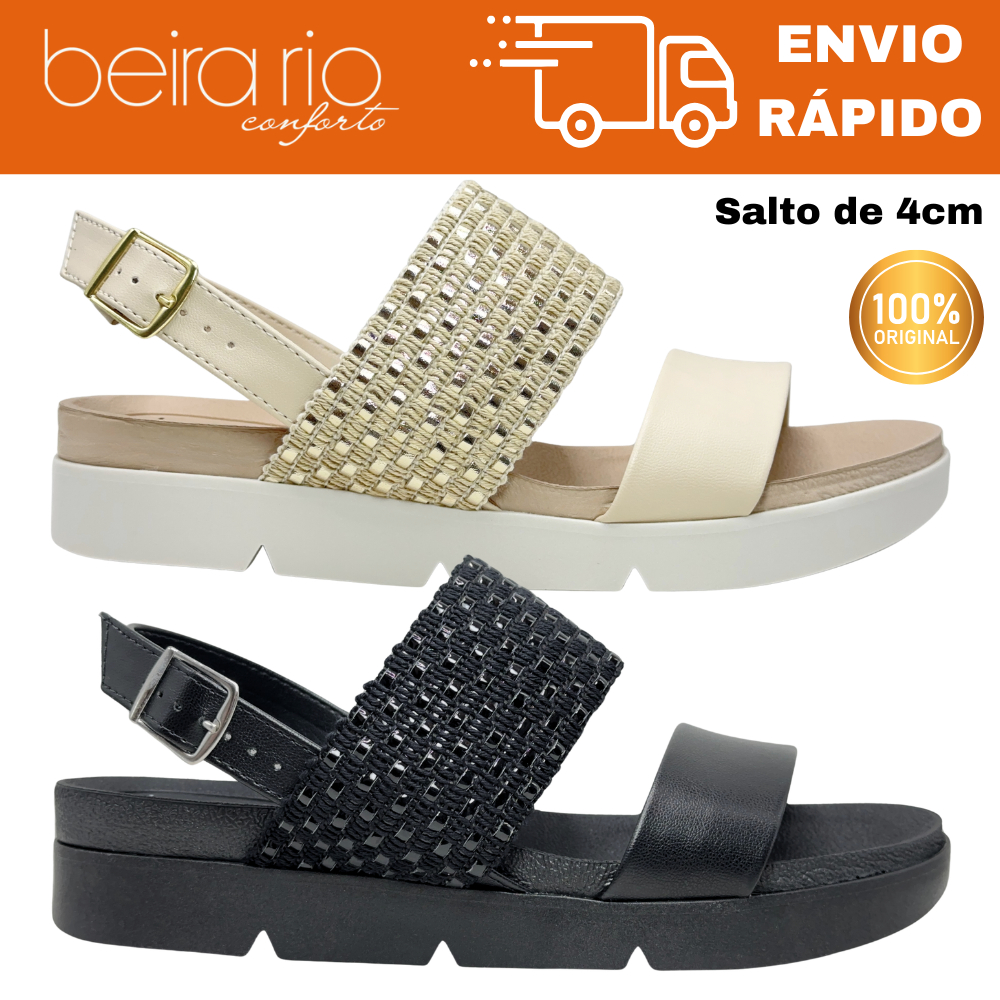Sandália Flatform Beira Rio Plataforma 4cm Feminina Confortável Fivela Ajustável Casual 8387.542