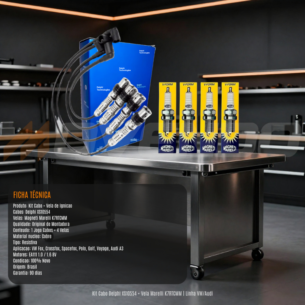 Kit Jogo Cabo e Vela Ignição Fox Polo Gol Spacefox