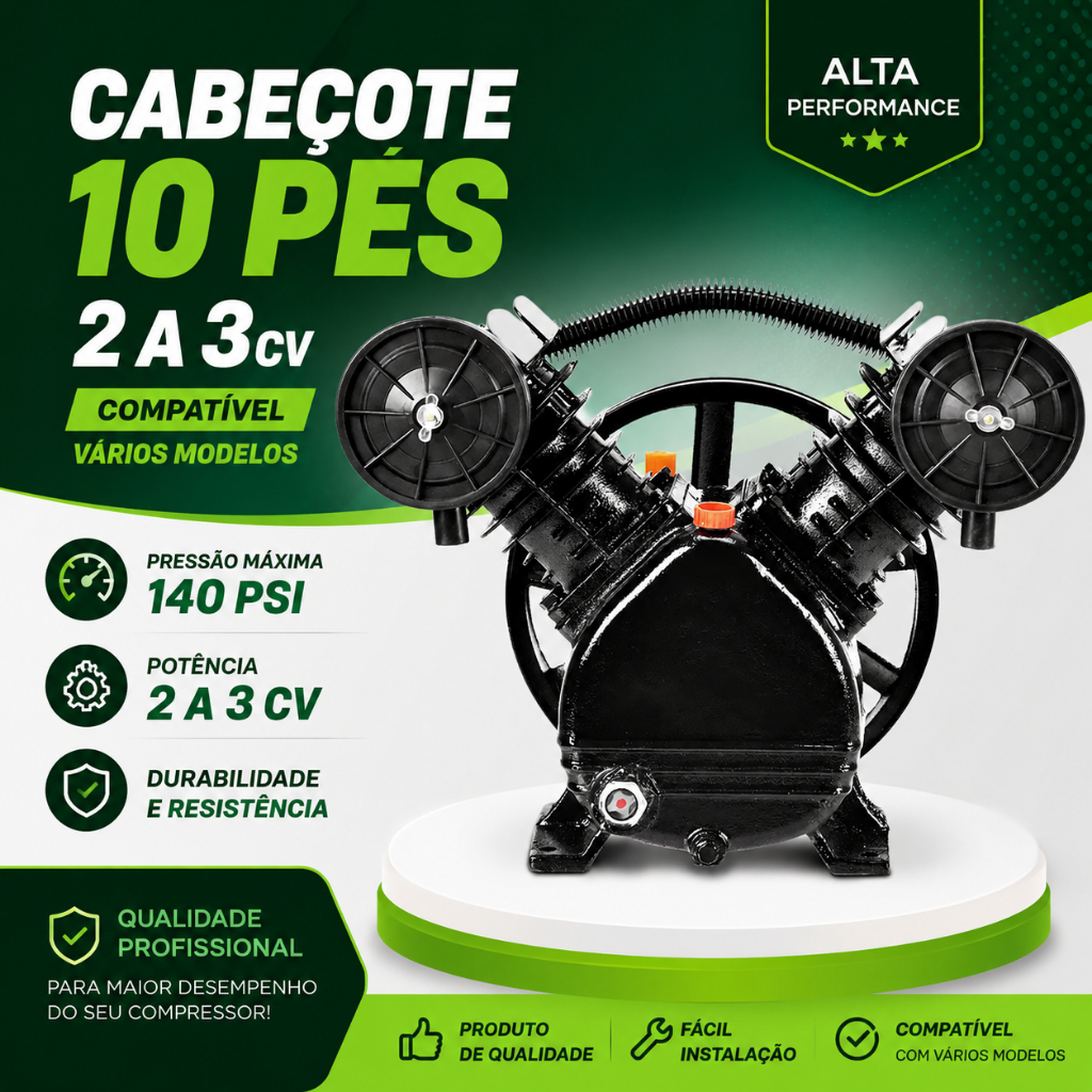 Cabeçote Compressor Completo 10 Pés Schulz Motomil Para Diversos Modelos