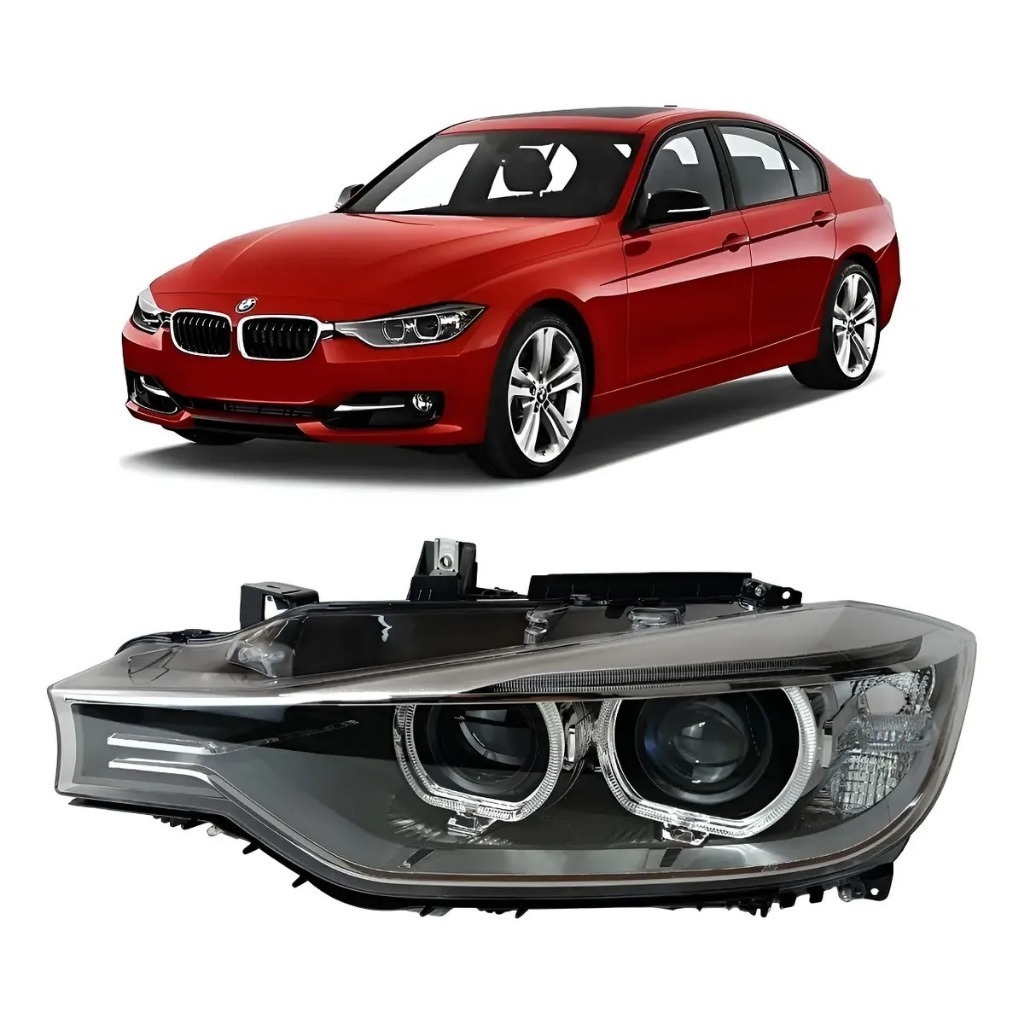 Farol Led Xenon Angel Eyes BMW F30 320i 328i 335i 2013 2014 2015 Esquerdo Motorista 63117339385