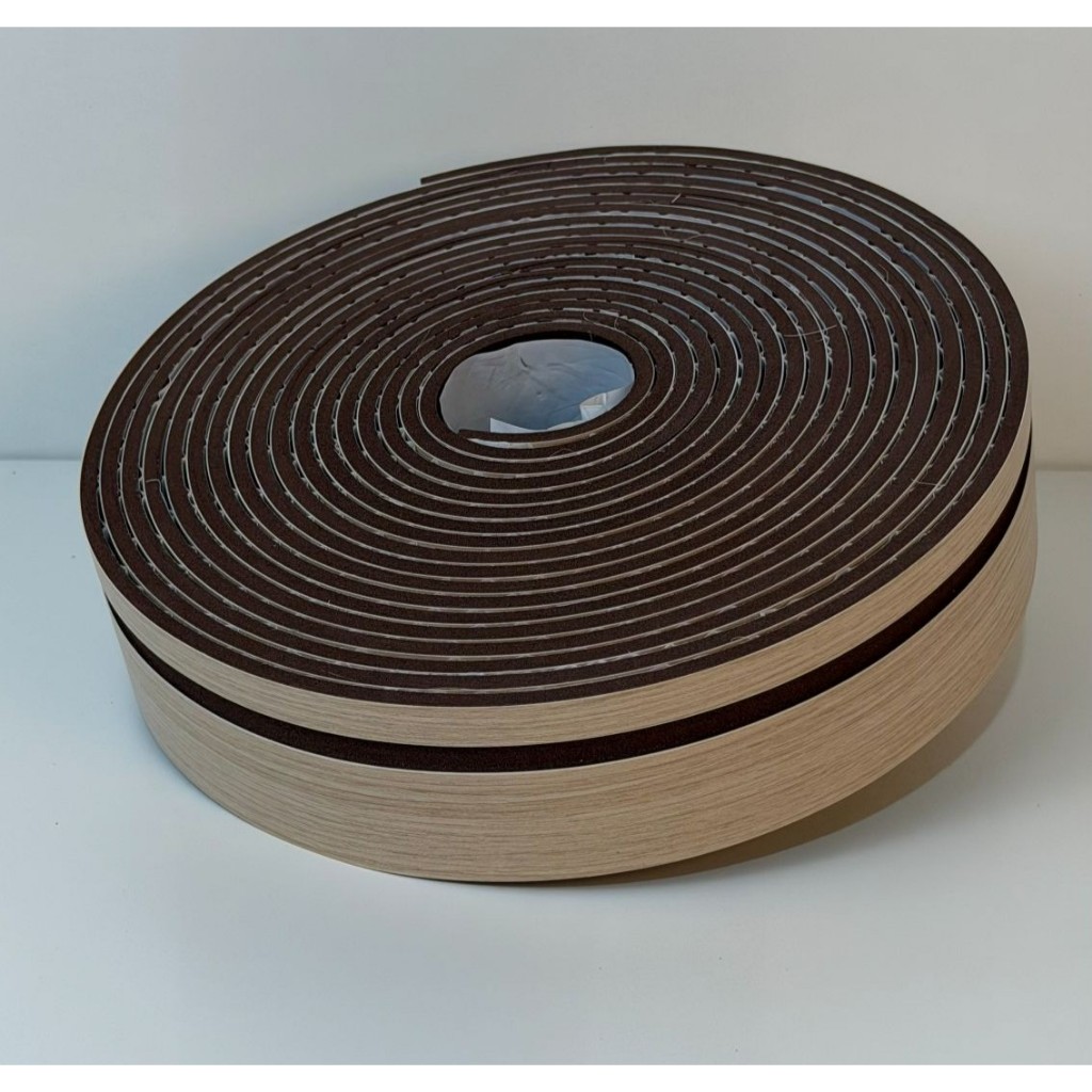 Rodapé Frisado Eva Amadeirado Bali Autocolante 5mm Larg 6,4cm - 5 e 10 Metros