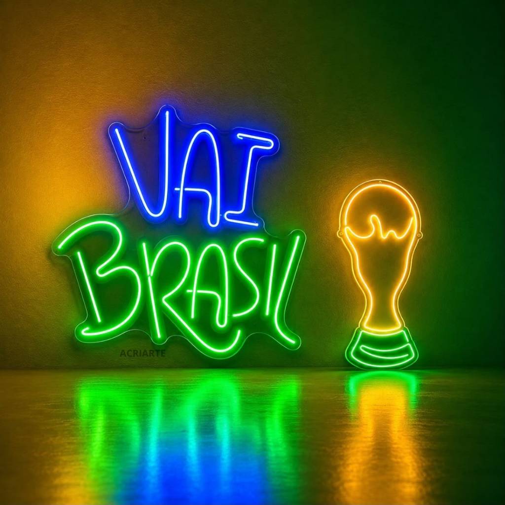 Painel de LED “Vai Brasil” + Taça Copa do Mundo