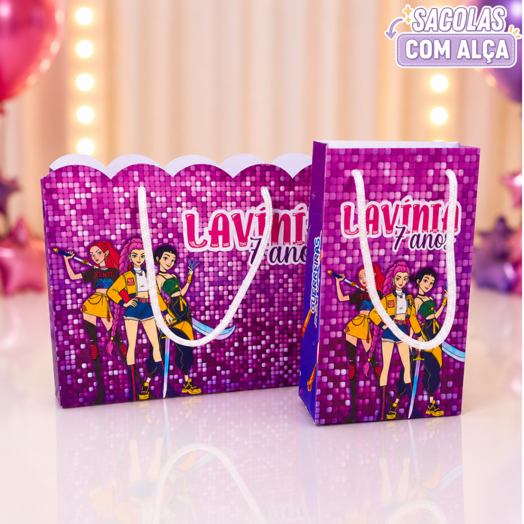Sacolinha Surpresa Guerreiras do K-Pop/Huntrix Pegue e Monte Personalizada | Lembrancinhas Festa Infantil 💜