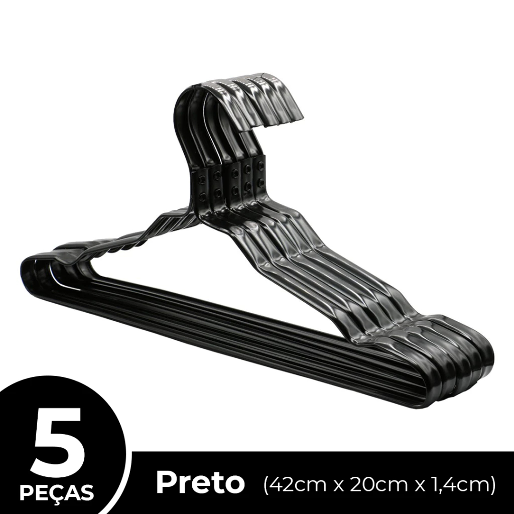 Kit 5 Cabides De Metal Alumínio Adulto De Luxo