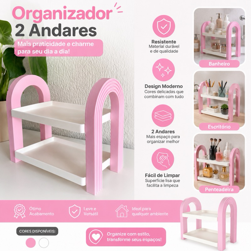 Prateleira de dois andares perfumes maquiagem organização brinquedos candy infantil teen banheiro escritório