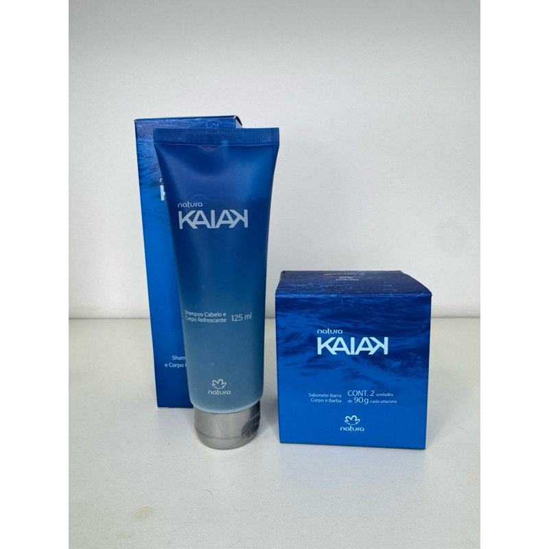 kit Kaiak Shampoo Cabelo e Corpo Com Caixa de Sabonetes