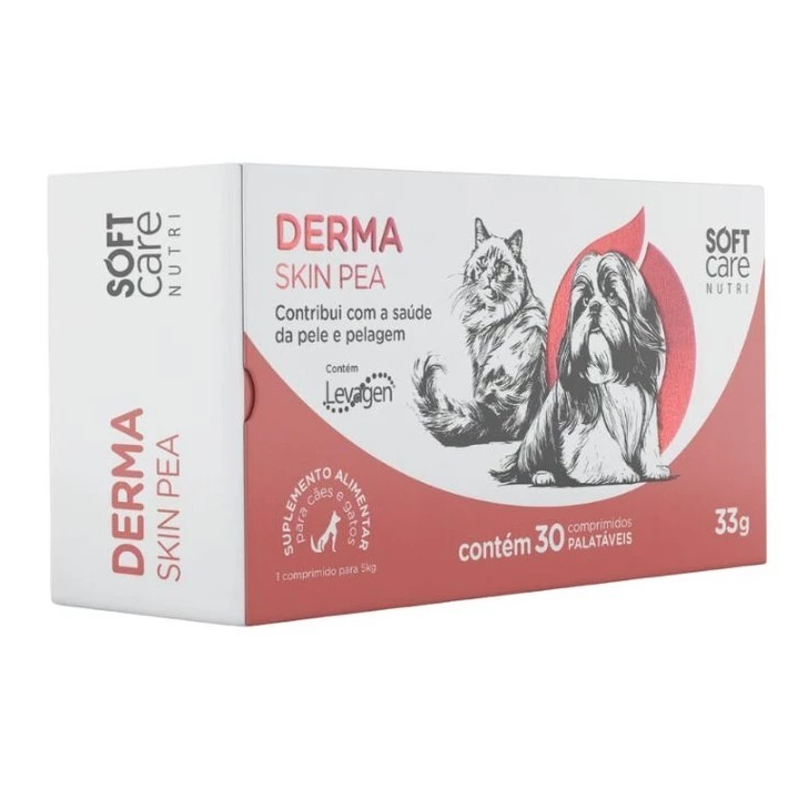 Soft Care Nutri Derma Skin PEA 30 Comprimidos Pele e Pelagem para Cães e Gatos