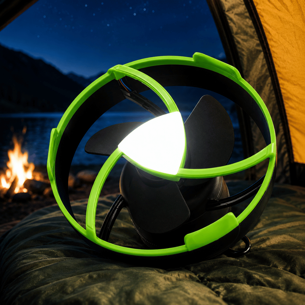 Mini Ventilador Portátil Barraca Recarregável USB Luz de LED Camping Acampamento Pescaria Silencioso