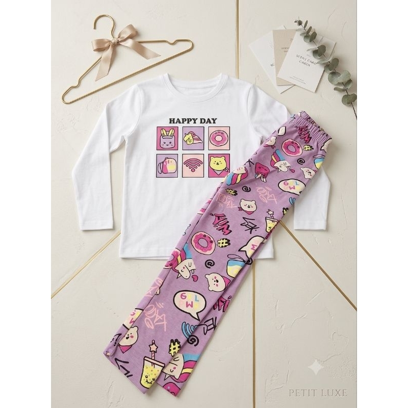 Conjunto Infantil Feminino Meia Estação Legging Estampada + Blusa Manga Longa