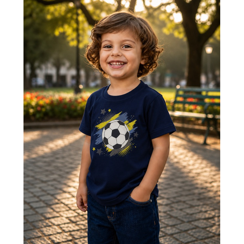 Camiseta Infantil Menino Futebol Bola 100% Algodão Camisa Confortável