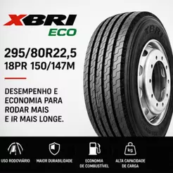 Pneu XBRI Ecoplus 18 Lonas 295/80R22,5 Aro 22,5 Para Caminhão