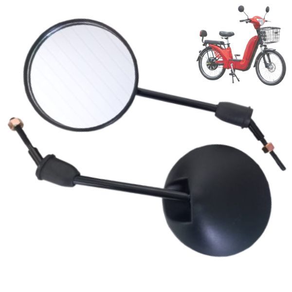 Par Retrovisor Bike Bicicleta Sousa haste da rosca 6mm Espelho Redondo universal Bike Eletrica