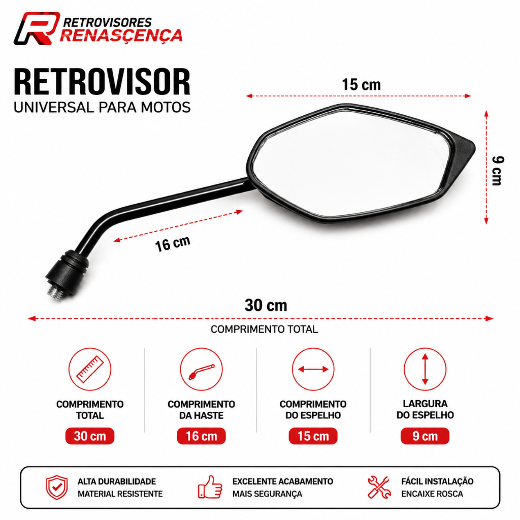 Retrovisor Fazer 250 Xtz Lander 250 Crosser 150 Factor 150 Fz15 Par — imagem 2 de 2