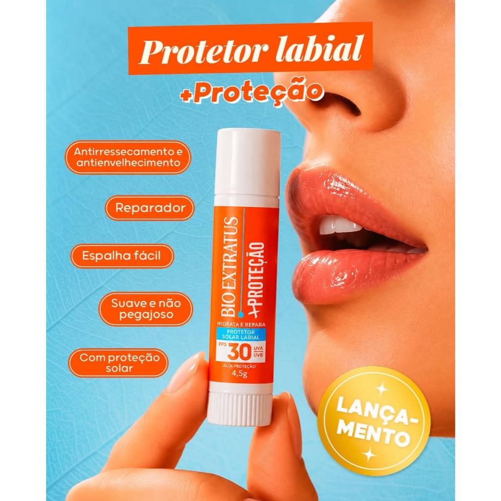 Protetor Solar Labial Bio Extratus + Proteção FPS 30 Hidratante Labial 4,5g UVA UVB — imagem 2 de 2