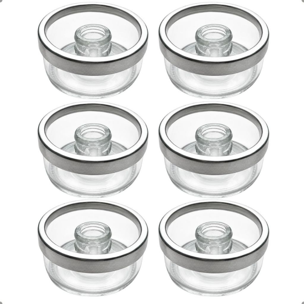Kit C/6 Castiçal De Vidro Para Vela Palito Aro Alumínio Novo Minimalista seguro para vela palito Cupula