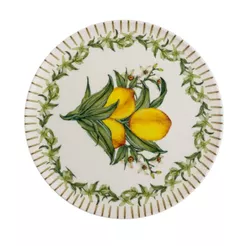 Prato Raso Decorativo Limone Fibra de Bambu Mesa Posta Refeições Estampa Tropical Servir Refeições