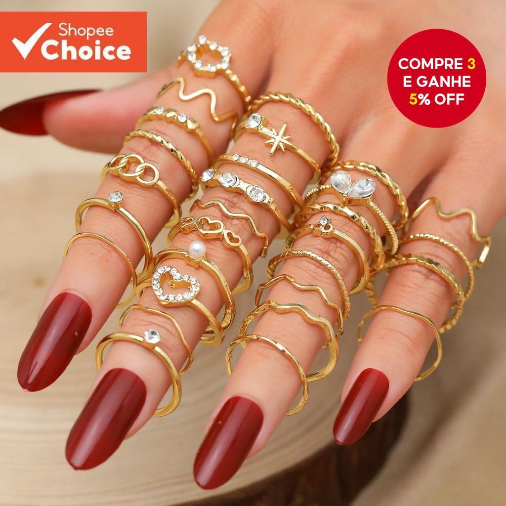 12PÇS Conjunto De Anéis Empilháveis Para Mulheres – Presente Da Moda De Metal Misto Minimalista Com Coração Borboleta