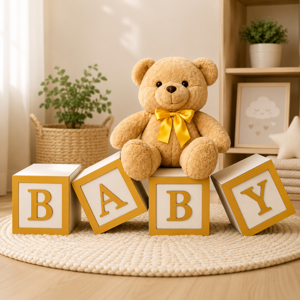 Kit Cubos Baby MDF 20x20cm Decorativo Letras BABY 4 Peças Chá Revelação Festa Infantil