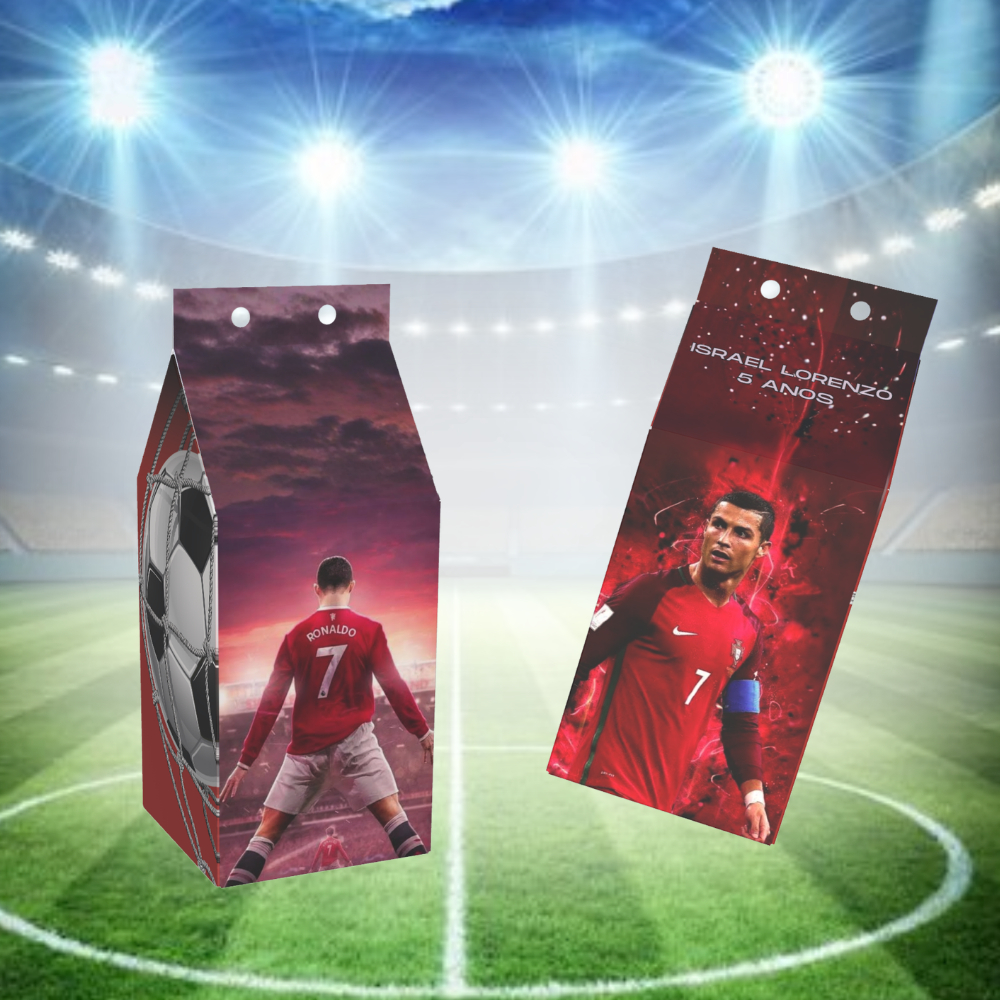 Caixinha MILK SURPERSA Lembrancinha Sacolinha Personalizada Cristiano Ronaldo CR7