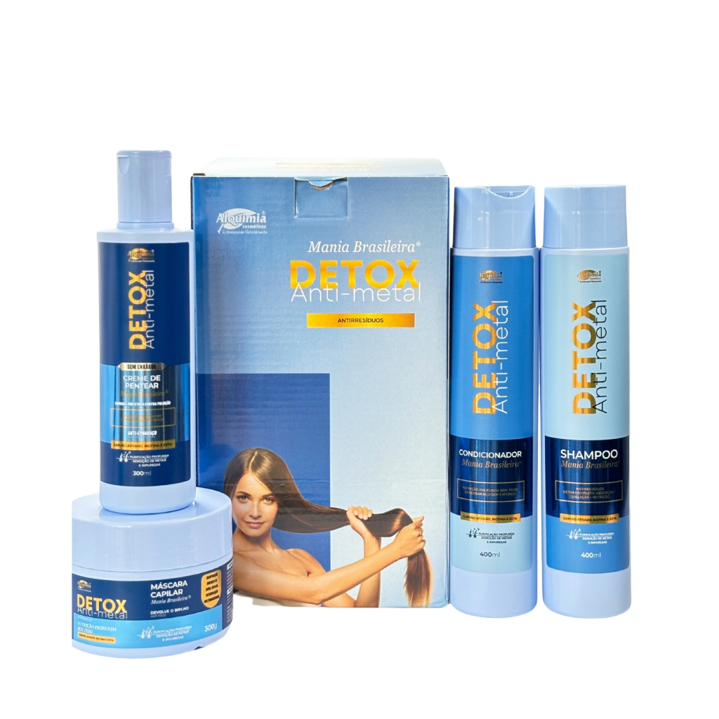 Kit Detox Capilar Anti Metal Shampoo Condicionador Máscara e Creme de Pentear Purificação Profunda Hidratação Alquimia