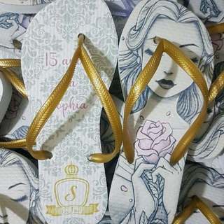 Chinelos personalizados bela e a fera kit com 25 pares.