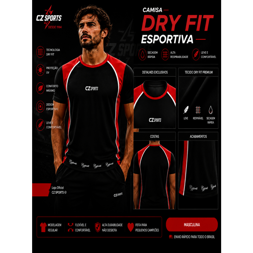 camisa esportiva treino corrida camiseta masculina academia dry fit futebol times blusa uv antisuor